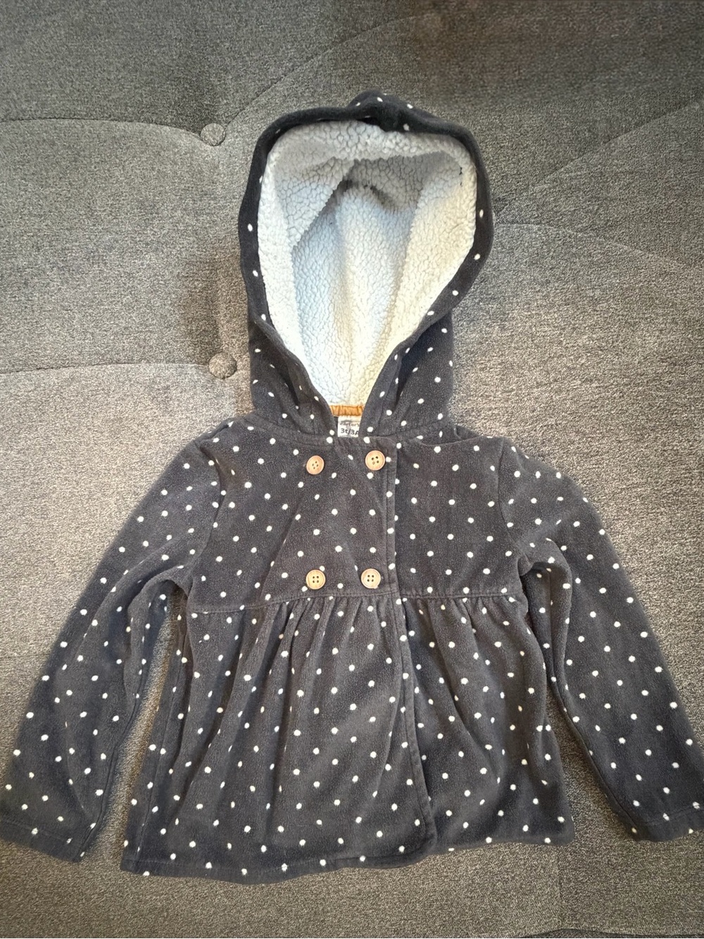 Carter's Gray Polka Dot Hooded Fleece Jacket